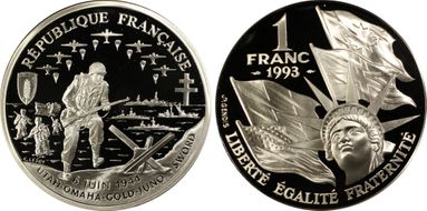 1993 1 Fr D-Day Silver PR69DCAM