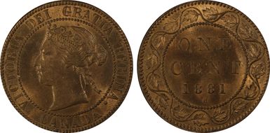 1881-H 1C Repunched N in REGINA MS63RB