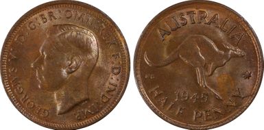 1945(p) 1/2D No Dot MS64BN