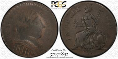 1787 CT 1/2P Mail Bust Rt, Muttonhead N1BN