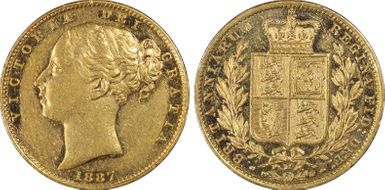 1887-M Sov S-3854A  Y. Head / Shield AU53