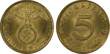 1937-A 5 Pfg J-363 MS64