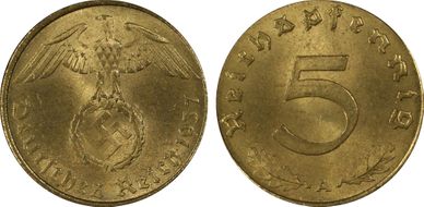 1937-A 5 Pfg J-363 MS65