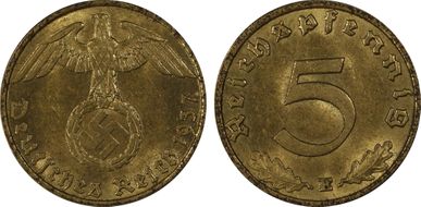 1937-E 5 Pfg J-363 MS63