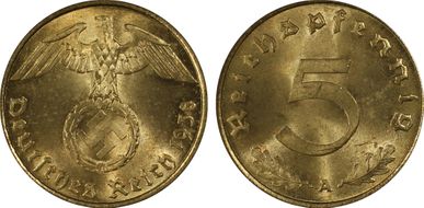 1938-A 5 Pfg J-363 MS64