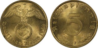 1939-F 5 Pfg J-363 MS65