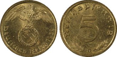 1939-G 5 Pfg J-363 MS64