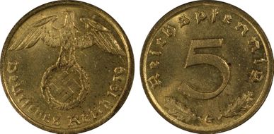 1939-G 5 Pfg J-363 MS64