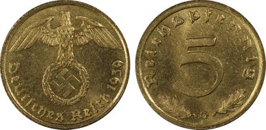 1939-G 5 Pfg J-363 MS65