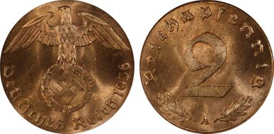 1936-A 2 Pfg J-362 MS64RD