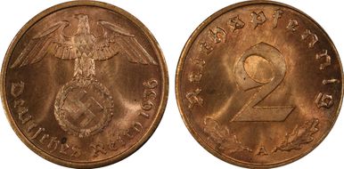 1936-A 2 Pfg J-362 MS65RD