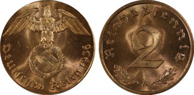 1936-A 2 Pfg J-362 MS65RD