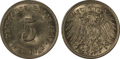 1907-J 5 Pfg J-12 MS64