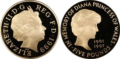 1999 £5 S-L6 Diana Au PR68DCAM