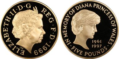 1999 £5 S-L6 Diana Au PR69DCAM