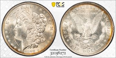 1878 8TF $1 VAM 14.10, Cracked Bonnet MS64