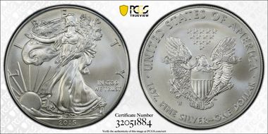 2015-W $1 Burnished Silver Eagle First Day of Issue - Baltimore Mercanti SP70