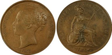 1853 1D S-3948 Ornamental trident AU55BN