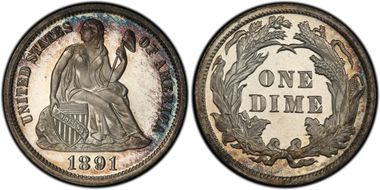1891 10C PR65DCAM