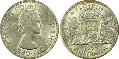 1959(m) Florin KM-60  Ag AU55