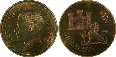 "1936" Medal FM39 Edward VIII RE Var Brass MS66