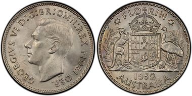 1952(m) Florin KM-48  Ag MS63