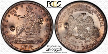 1878-S T$1 Chopmarked MS62