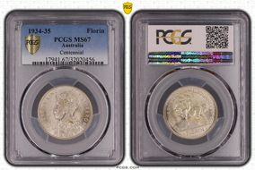 1934-35 Florin Centennial KM-33  Ag MS67
