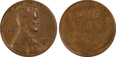 1951-D 1C Repunched Mintmark AU55BN