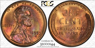 1955-S 1C MS65RB