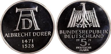 1971-D 5 Mk Durer J-410 PR67DCAM