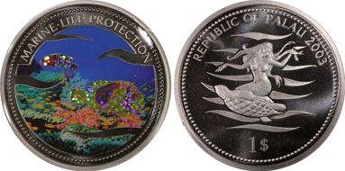 2003 $1 KM-67 Two Glitter Fish PR68DCAM