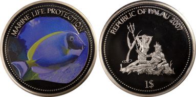 2007 $1 KM-118 Blue Surgeon Fish PR69DCAM