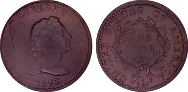 1793 1C Liberty Cap, S-13 AU55BN