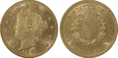 1883 5C No CENTS MS62