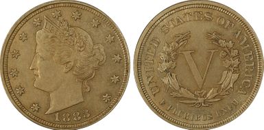 1883 5C No CENTS AU58
