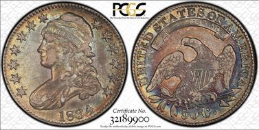 1834 50C Large Date, Large Letters XF45