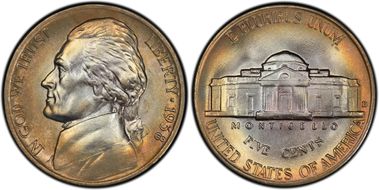 1938-D 5C Jefferson MS67+