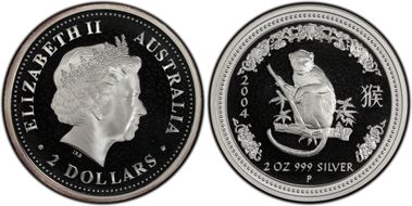 2004-P $2 Year of the Monkey 2oz Ag PR68DCAM