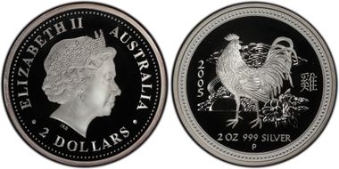 2005-P $2 Year of the Rooster 2oz Ag PR69DCAM