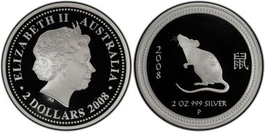2008-P $2 Year of the Rat Series I  2oz Ag PR69DCAM