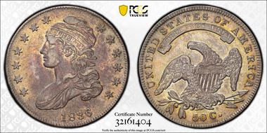 1836 50C Lettered Edge AU50