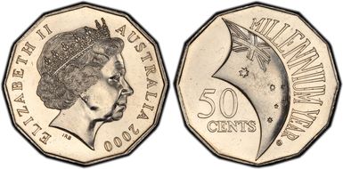 2000 50C Millennium Incuse Flag MS64
