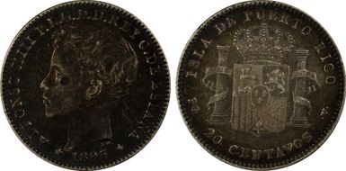 1895-PG V 20C KM-22  Ag AU53