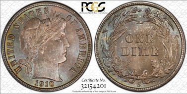 1910-S 10C MS67