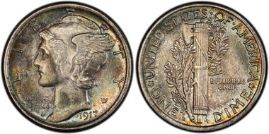 1917-D 10C MS65