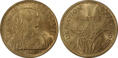 1947 Piastre Lec-320 Tranche Striée MS65