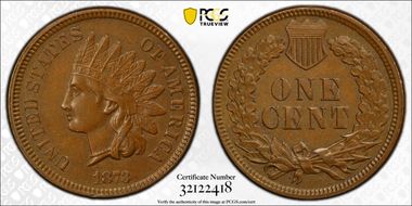 1873 1C Open 3 AU58+ BN
