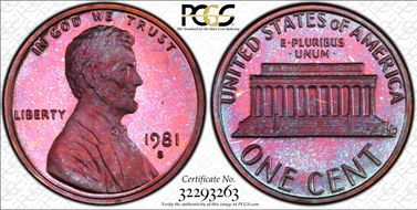 1981-S 1C Type 1 PR67RB