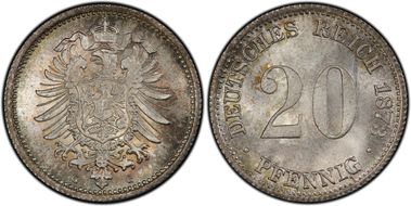 1873-G 20 Pfg J-5 MS67+